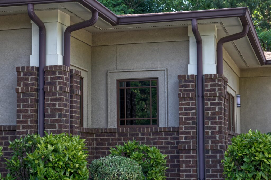 Brown gutters on home