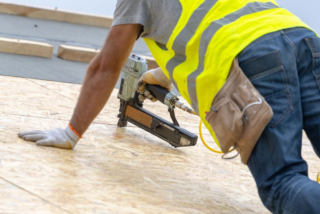 Roofer at work